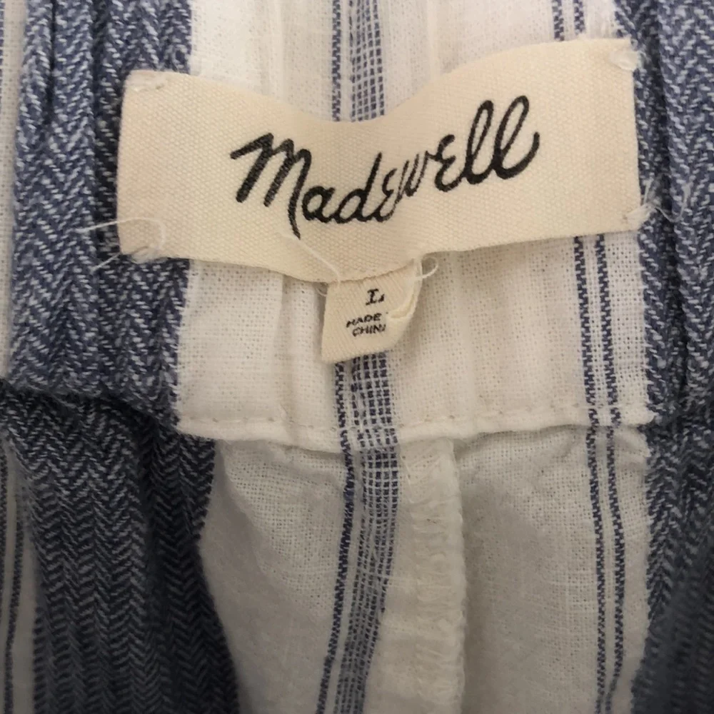 Madewell linen blend blue and white striped pants - Picture 2 of 4